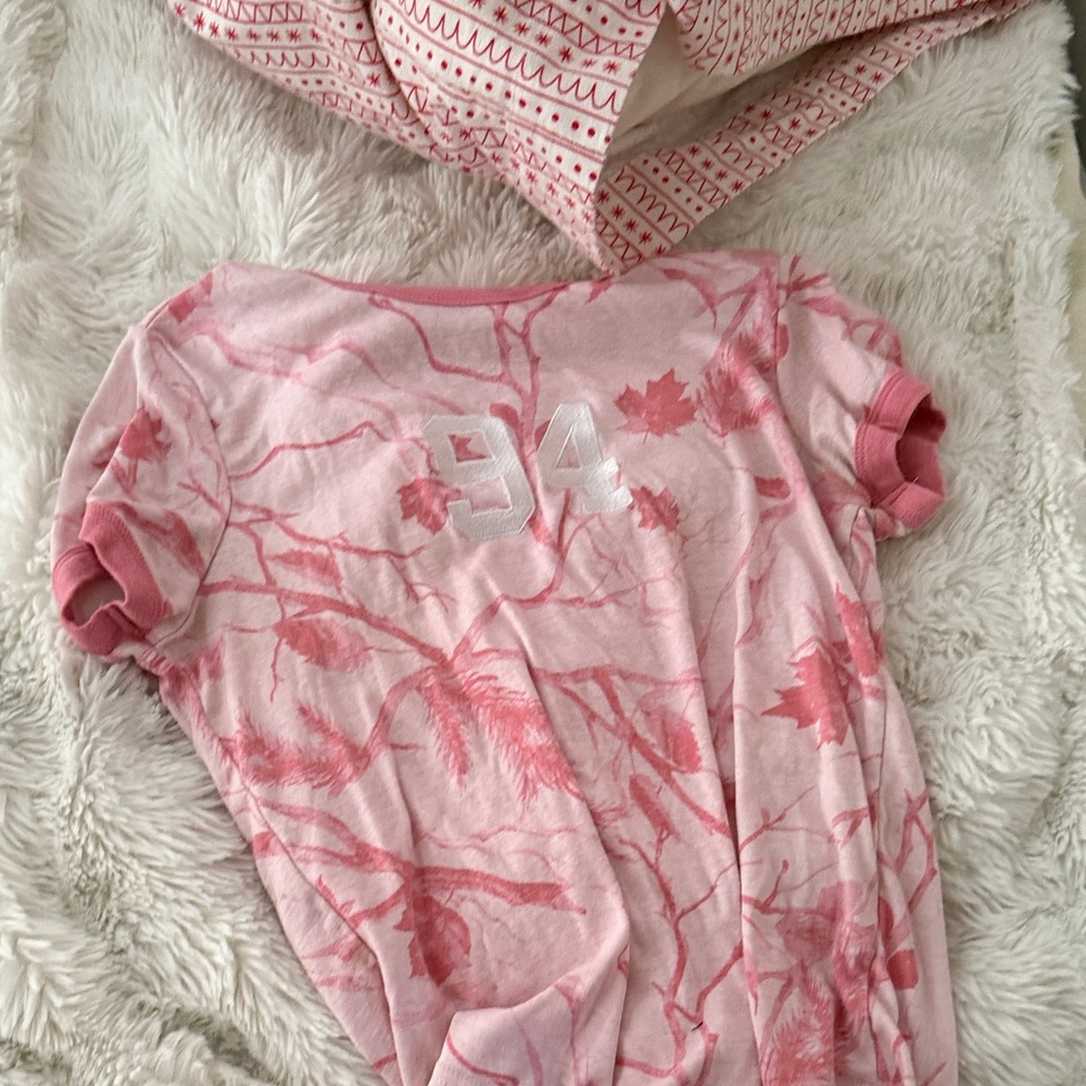 Pink Leaf Print T-Shirt